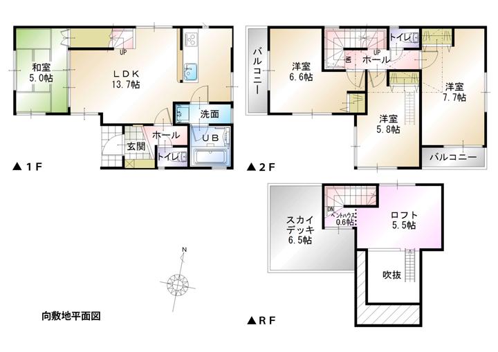 22,800,000 yen, 4LDK, Land area 94.06 sq m , Building area 90.25 sq m floor plan