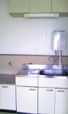 Kitchen. There is hot water heater