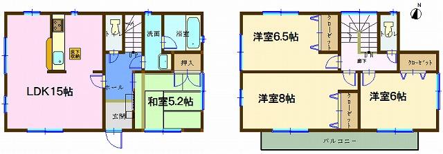 Floor plan. (Building 2), Price 28.5 million yen, 4LDK, Land area 106.74 sq m , Building area 93.15 sq m