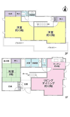 Floor plan. 55 million yen, 3LDK, Land area 265.09 sq m , Building area 147.1 sq m