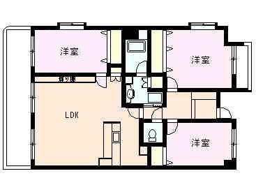 Floor plan. 3LDK, Price 30,950,000 yen, Occupied area 83.32 sq m , Balcony area 17.59 sq m