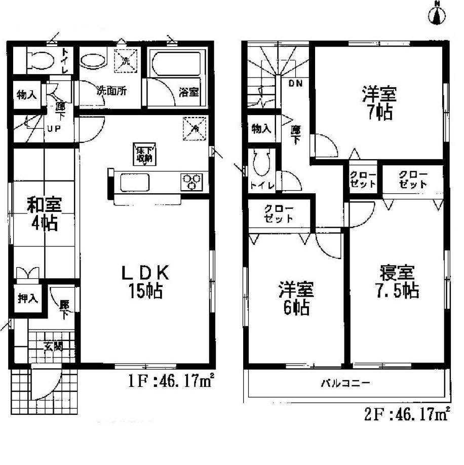 Floor plan. 15.8 million yen, 4LDK, Land area 104.11 sq m , Building area 92.34 sq m