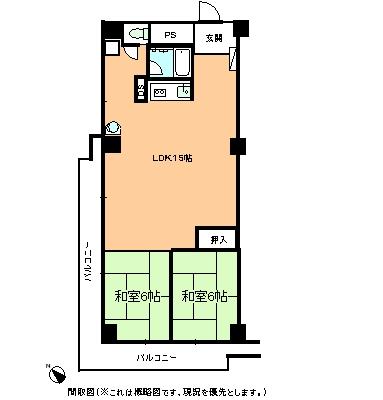 Floor plan. 2LDK, Price 5.2 million yen, Footprint 64.9 sq m , Balcony area 15.38 sq m