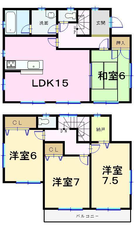 Floor plan. (Building 2), Price 22.5 million yen, 4LDK, Land area 203.09 sq m , Building area 97.19 sq m