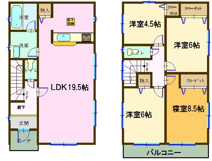 Floor plan. (Building 2), Price 17.8 million yen, 4LDK, Land area 104.11 sq m , Building area 92.34 sq m