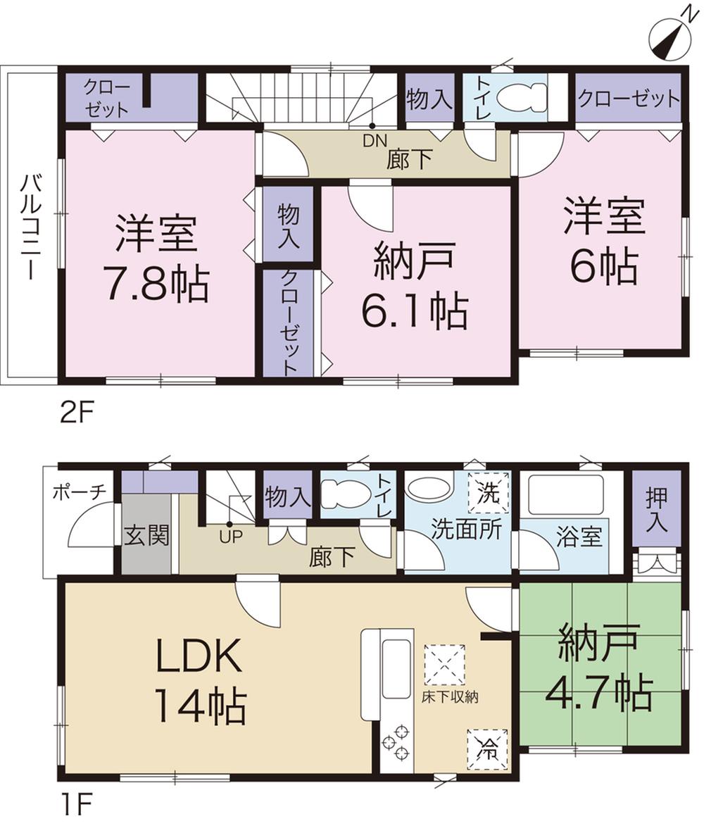 Floor plan. 23.5 million yen, 4LDK, Land area 107.92 sq m , Building area 93.15 sq m 4 Building floor plan