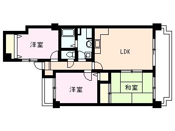 Floor plan. 3LDK, Price 15 million yen, Occupied area 58.93 sq m , Balcony area 10.37 sq m