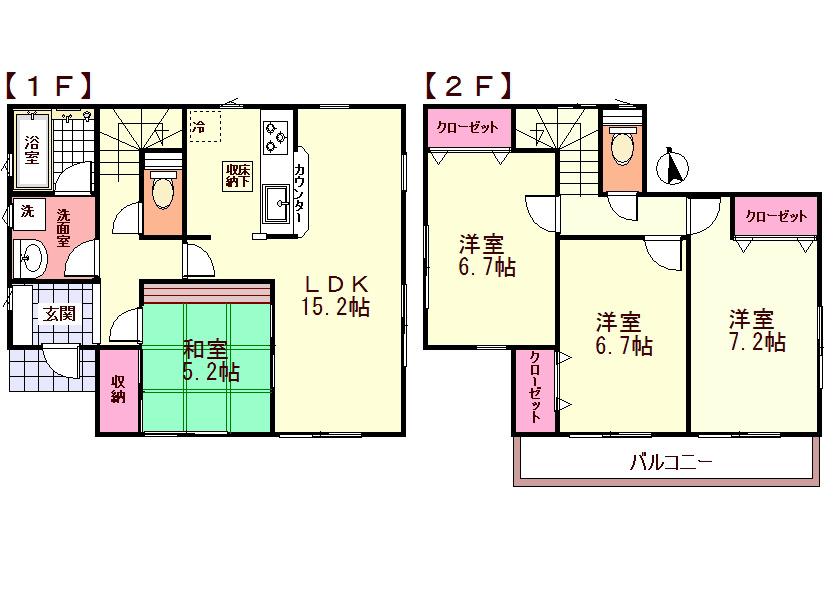 Floor plan. 29,800,000 yen, 4LDK, Land area 151.95 sq m , Building area 96.38 sq m Floor