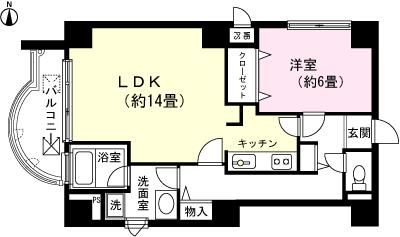 Floor plan. 1LDK, Price 3.5 million yen, Occupied area 52.92 sq m , Balcony area 5.43 sq m