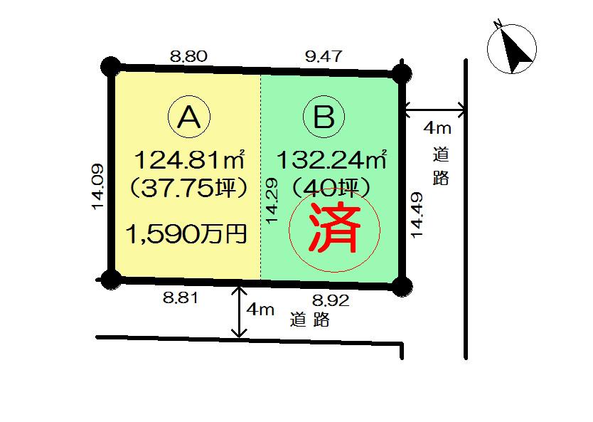 Compartment figure. Land price 15.9 million yen, Land area 124.81 sq m compartment view