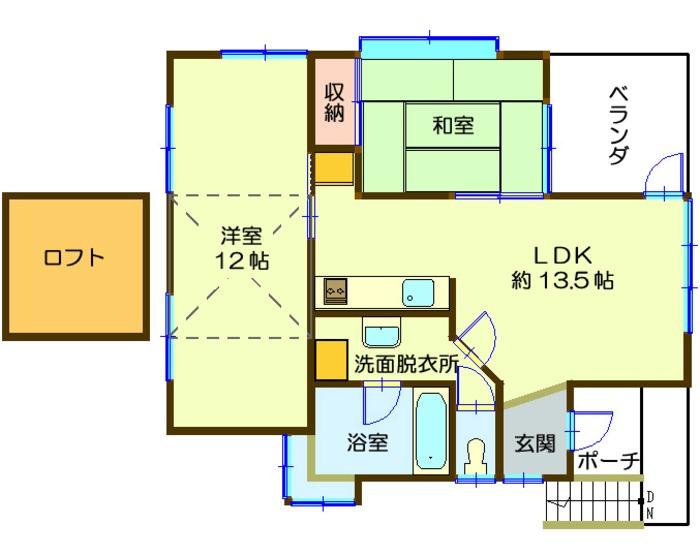 Floor plan. 4.5 million yen, 2LDK, Land area 415.68 sq m , Building area 67.91 sq m