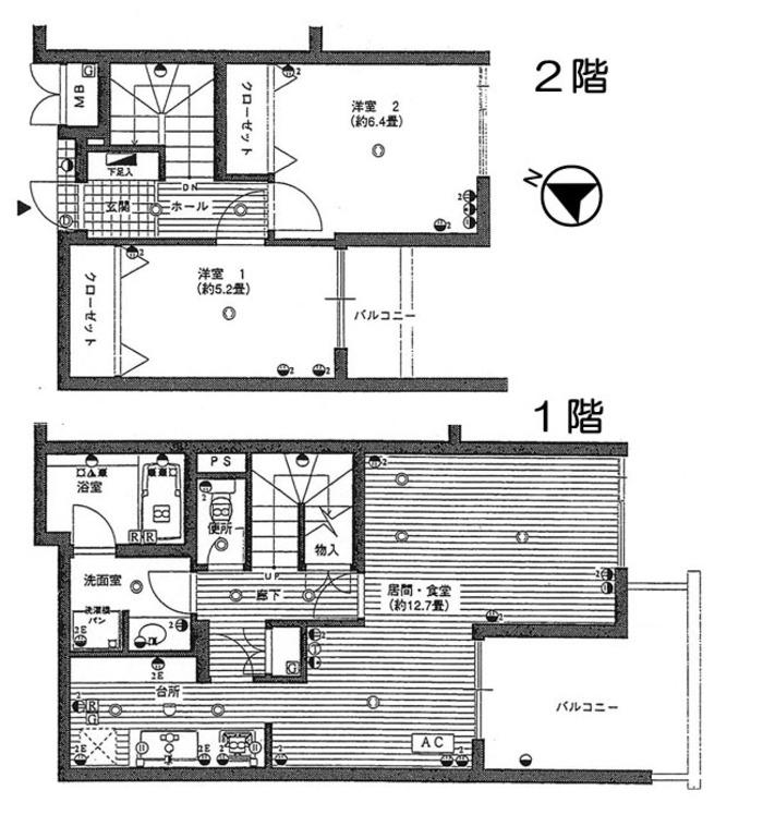 Floor plan. 2LDK, Price 5.8 million yen, Occupied area 74.29 sq m , Balcony area 12.18 sq m