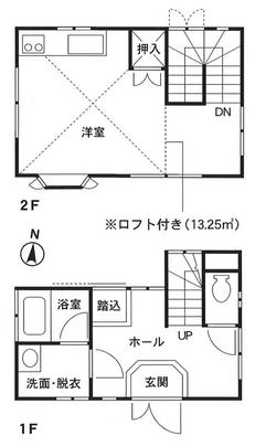 Floor plan. 6 million yen, 1DK, Land area 302 sq m , Building area 49.68 sq m
