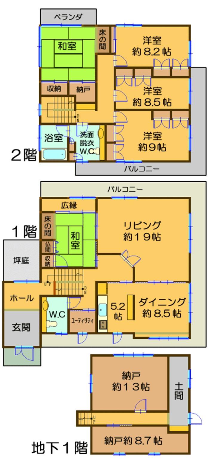 Floor plan. 16,900,000 yen, 5LDK + 2S (storeroom), Land area 509.27 sq m , Building area 240 sq m