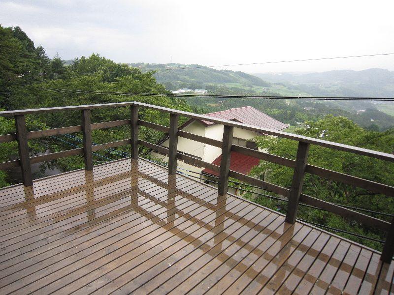 Balcony. Wood deck