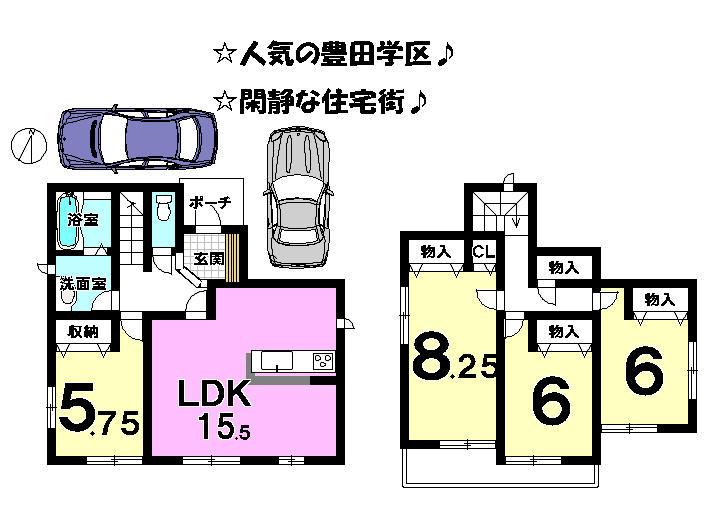 Floor plan. 22,800,000 yen, 4LDK, Land area 145.59 sq m , Building area 99.78 sq m