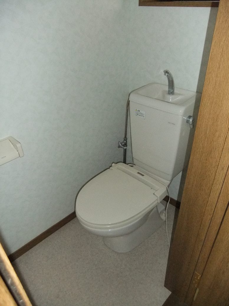 Toilet. It is a standard Western-style toilet.