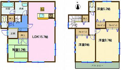 Floor plan. 21,800,000 yen, 4LDK, Land area 133.78 sq m , Building area 96.79 sq m 2 Building floor plan