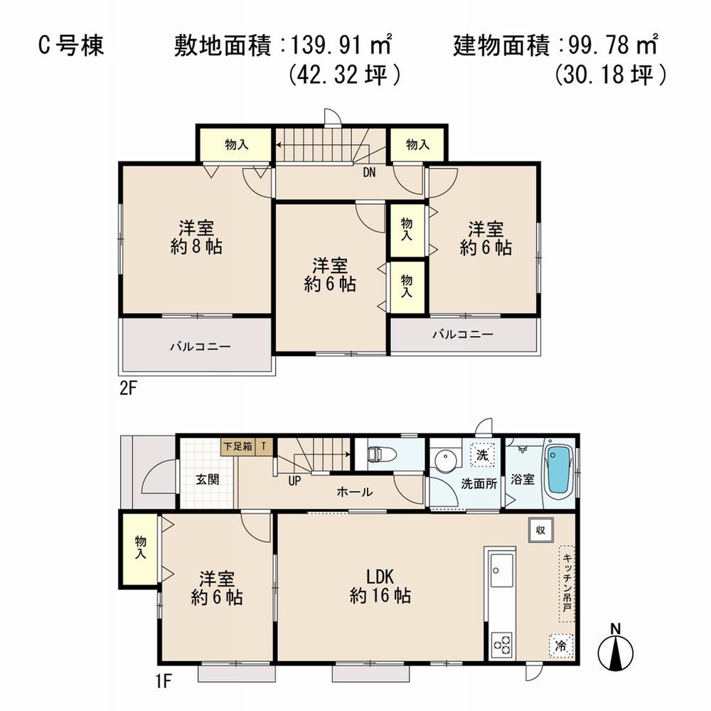 Floor plan. (C Building), Price 21,800,000 yen, 4LDK, Land area 139.91 sq m , Building area 99.78 sq m