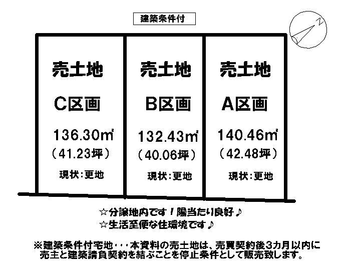Compartment figure. Land price 9.5 million yen, Land area 132.43 sq m
