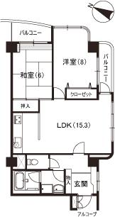Floor plan. 2LDK, Price 8.8 million yen, Occupied area 70.14 sq m , Balcony area 7.09 sq m