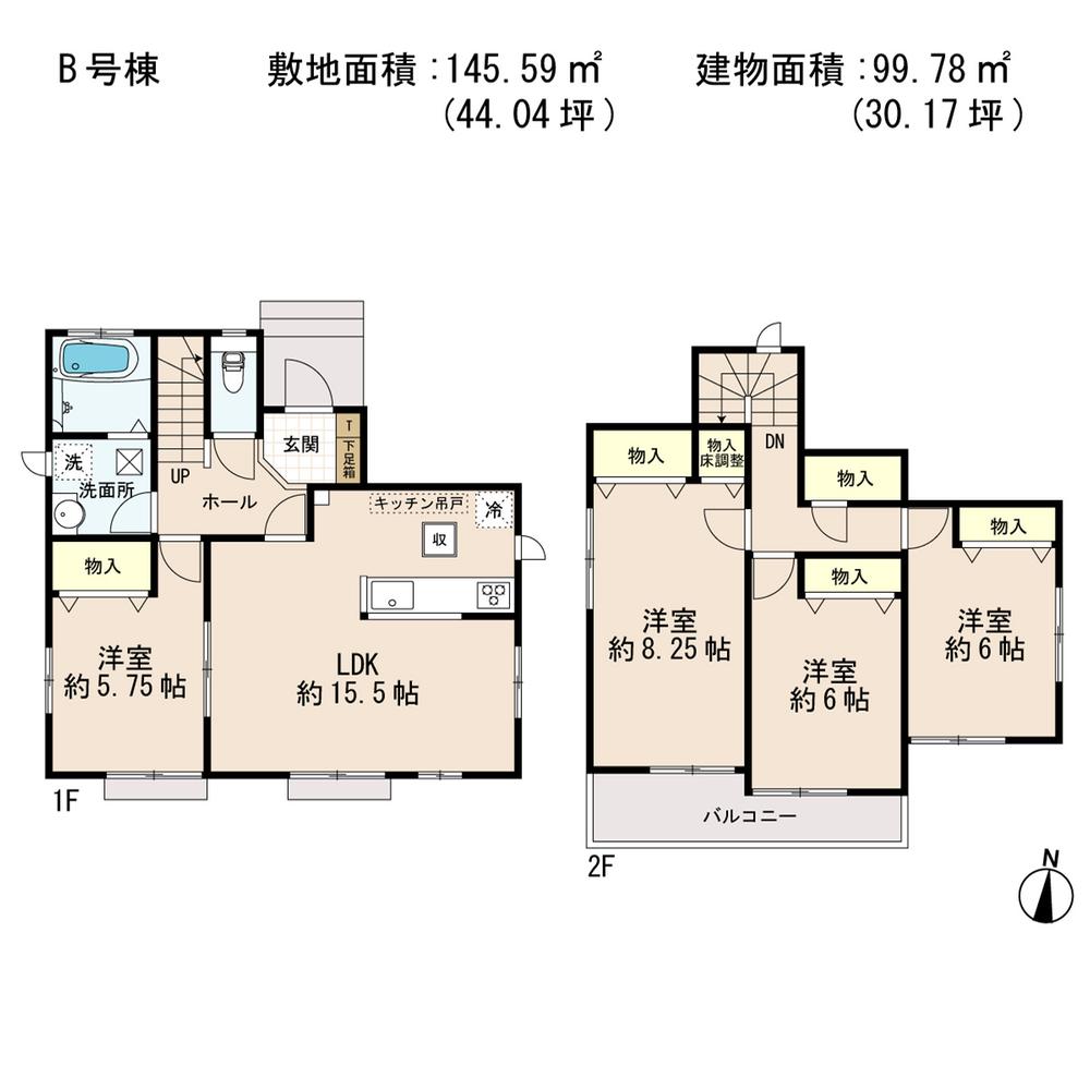 Floor plan. (B Building), Price 22,800,000 yen, 4LDK, Land area 145.59 sq m , Building area 99.78 sq m
