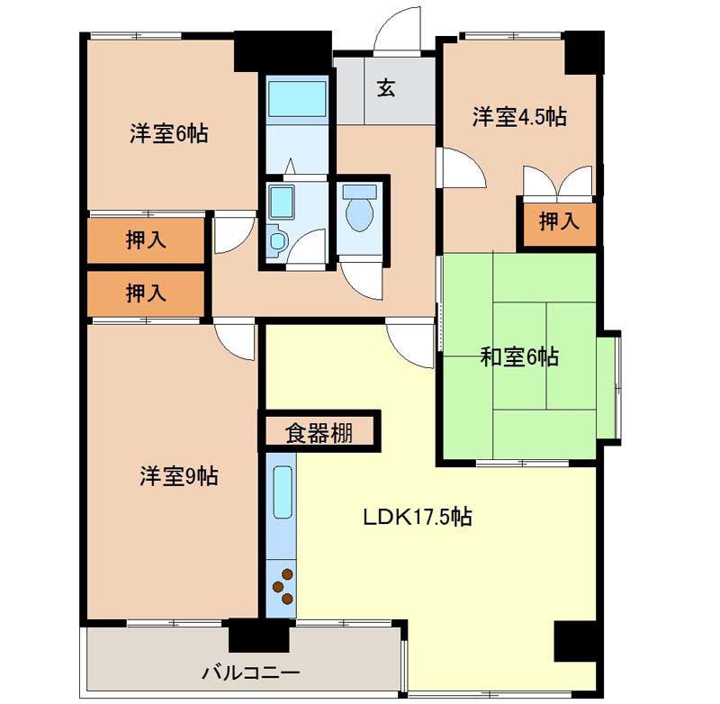 Floor plan. 4LDK, Price 6 million yen, Occupied area 93.05 sq m , Balcony area 7.87 sq m