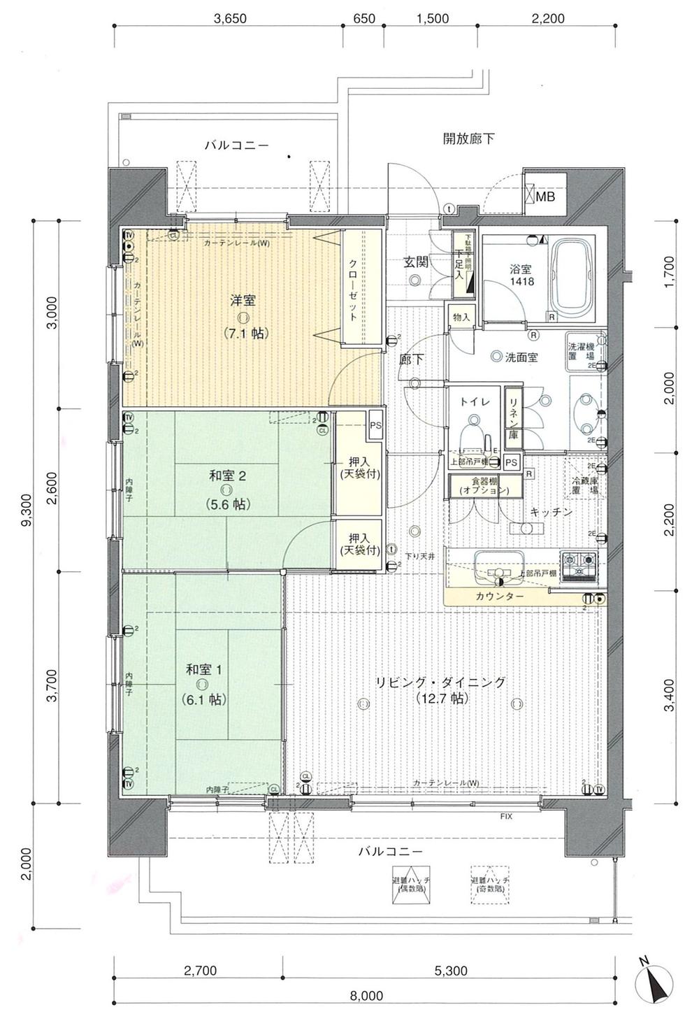 Floor plan. 3LDK, Price 18 million yen, Footprint 74.4 sq m , Balcony area 21.32 sq m