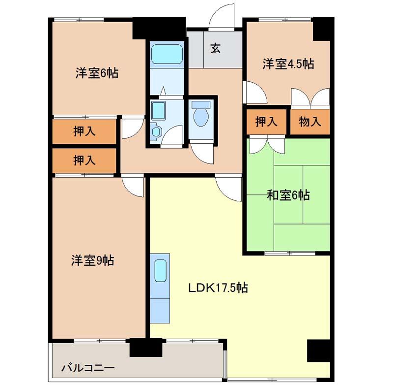 Floor plan. 4LDK, Price 6.8 million yen, Occupied area 87.03 sq m , Balcony area 7.87 sq m