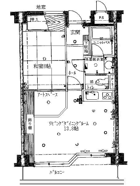 Floor plan. 1LDK, Price $ 40,000, Occupied area 46.02 sq m , Balcony area 6.8 sq m