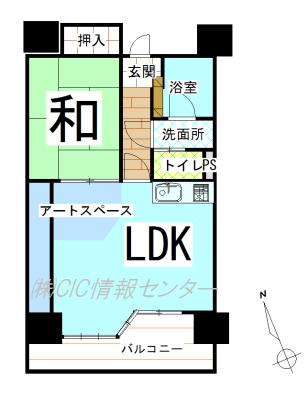 Floor plan. 1LDK, Price 4.5 million yen, Occupied area 46.02 sq m , Balcony area 6.8 sq m