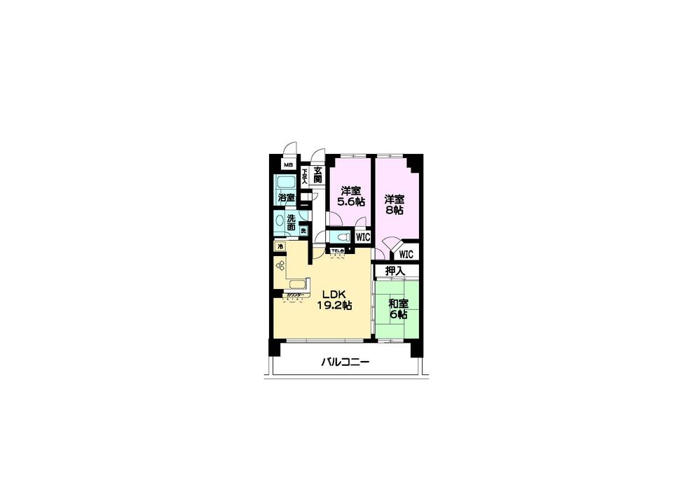 Floor plan. 3LDK + S (storeroom), Price 19,800,000 yen, Occupied area 83.38 sq m , Balcony area 16.8 sq m 3LDK + S, LDK is 19.2 tatami. Total 25.2 tatami mats in the Japanese-style room adjacent. You can use the south wide.