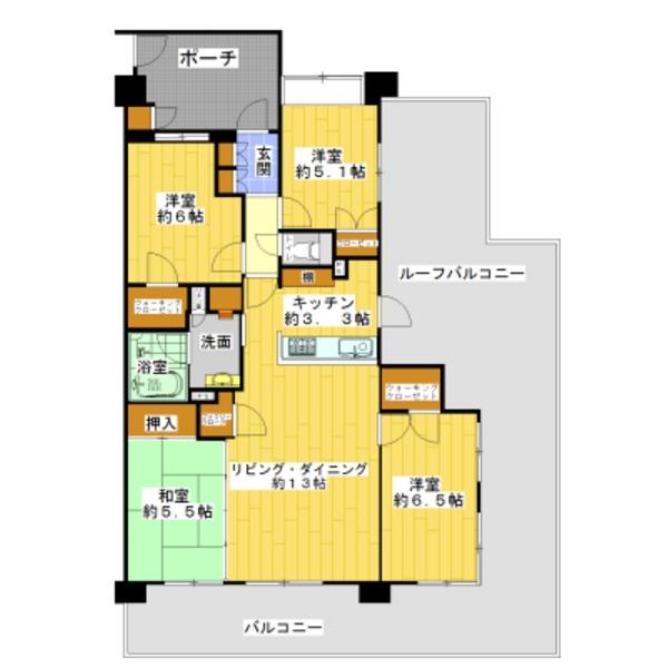 Floor plan. 4LDK, Price 24.5 million yen, Occupied area 81.89 sq m , Balcony area 22.8 sq m