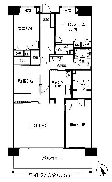 Floor plan. 3LDK + S (storeroom), Price 21,800,000 yen, Footprint 100.44 sq m , Balcony area 15.8 sq m