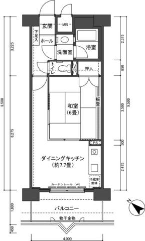 Floor plan. 1DK, Price 7 million yen, Footprint 38 sq m