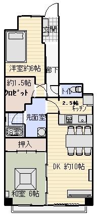 Floor plan. 2LDK, Price 10 million yen, Occupied area 57.34 sq m