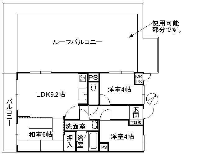Floor plan. 3LDK, Price 7.1 million yen, Occupied area 51.97 sq m , Balcony area 7.42 sq m floor plan