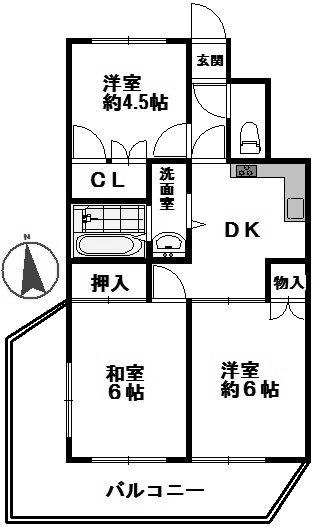 Floor plan. 3DK, Price 6.9 million yen, We will give priority to the occupied area 44.96 sq m Current Status.