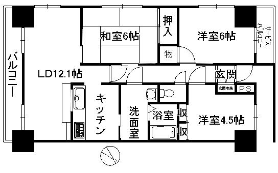 Floor plan. 3LDK, Price 8.3 million yen, Occupied area 70.55 sq m , Balcony area 13.4 sq m