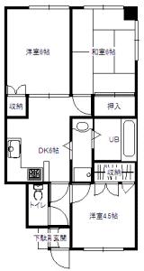 Floor plan. 3DK, Price 6.9 million yen, Occupied area 44.96 sq m