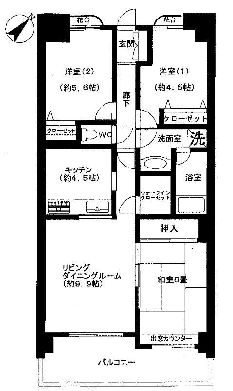 Floor plan. 3LDK, Price 9.8 million yen, Occupied area 67.44 sq m