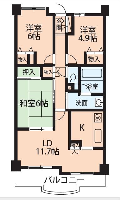 Floor plan. 3LDK, Price 16.7 million yen, Occupied area 67.03 sq m , Balcony area 9.15 sq m