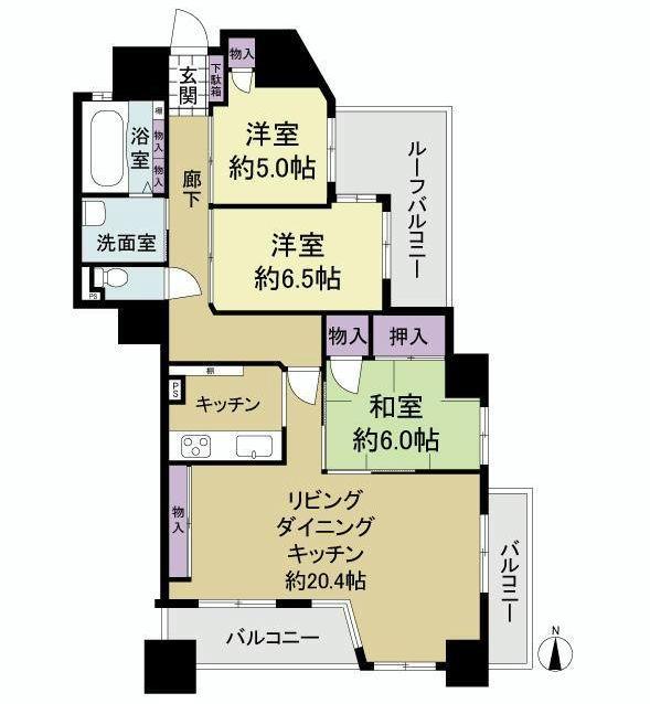 Floor plan. 3LDK, Price 21.9 million yen, Occupied area 86.86 sq m , Balcony area 11.71 sq m