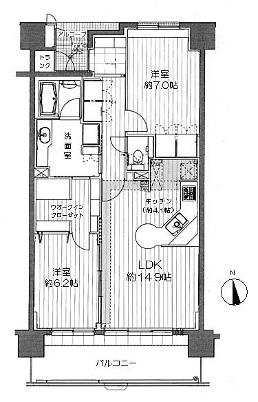 Floor plan. 2LDK, Price 18,800,000 yen, Occupied area 71.19 sq m , Balcony area 13 sq m