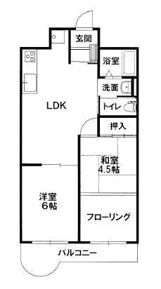 Floor plan. 2LDK, Price 13.5 million yen, Occupied area 48.57 sq m