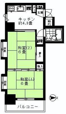Floor plan. 2K, Price 2.4 million yen, Occupied area 34.32 sq m , Balcony area 4.68 sq m