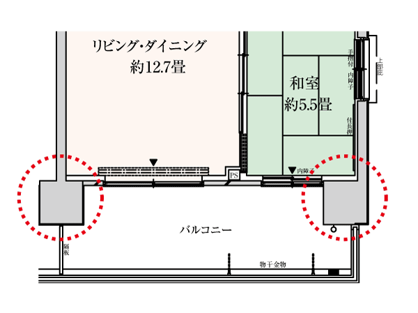 Building structure.  [Out frame construction method] The adoption of out-frame construction method, Realized such as furniture and layout easy to square private space in the design does not go out the pillars in the room. It is neat interior space.  ※ Except A-90 type. (Conceptual diagram)