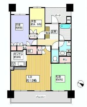 Floor plan. 3LDK, Price 20.8 million yen, Occupied area 70.76 sq m , Balcony area 15.6 sq m