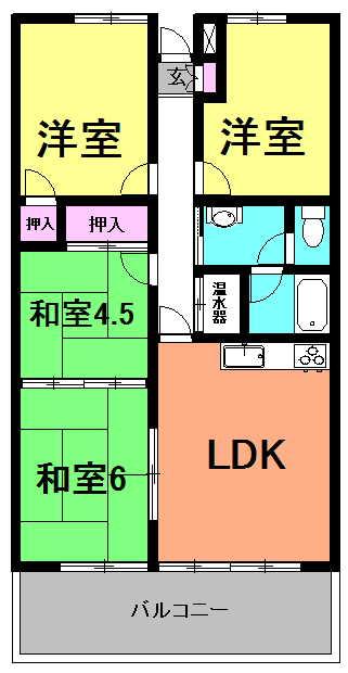 Floor plan. 4LDK, Price 8.5 million yen, Occupied area 64.79 sq m
