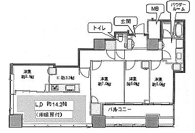 Floor plan. 4LDK, Price 43,800,000 yen, Occupied area 89.71 sq m , Balcony area 11.93 sq m